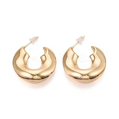 C-Shaped Brass Stud Earrings&nbsp;EJEW-T047-93G