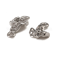 Brass Micro Pave Clear Cubic Zirconia Leaf Links Connector Charms&nbsp;KK-CBA7157-11P