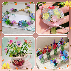 300Pcs 6 Styles Spray Paint ABS Plastic Imitation Pearl Bead Caps&nbsp;MACR-SC0002-75