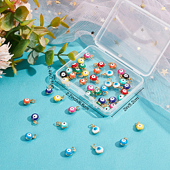 50Pcs 10 Colors Brass Enamel Charms&nbsp;KK-BBC0003-66