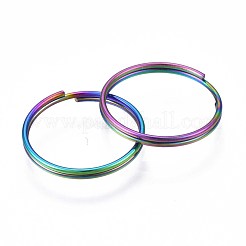 Rainbow Color 304 Stainless Steel Linking Key Rings&nbsp;STAS-S119-100