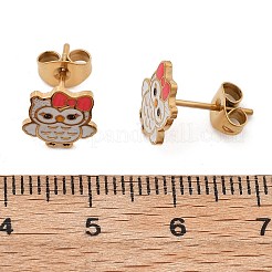 Brass Enamel Stud Earrings&nbsp;EJEW-B119-01G-02