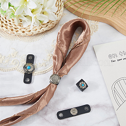 4Pcs 4 Styles PU Leather with Alloy Scarf Clips&nbsp;FIND-CL0001-78B
