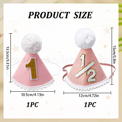 2Pcs 2 Styles Wool Felt Children Birthday Hat for One Year Old&nbsp;AJEW-BC0010-31