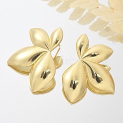 Brass Leaf Stud Earrings&nbsp;EJEW-R016-21G