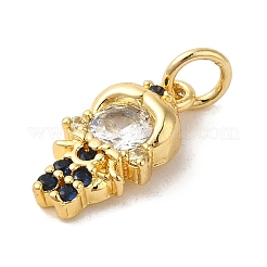 Brass Micro Pave Clear Cubic Zirconia Pendants&nbsp;KK-R162-021A-G