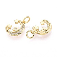 Brass Micro Pave Cubic Zirconia Pendants&nbsp;KK-T071-99G