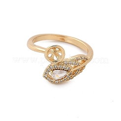 Leaf Brass Micro Pave Cubic Zirconia Cuff Ring Setting&nbsp;LS-KK-A244-01G-G
