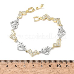 Heart Micro Pave Clear Cubic Zirconia Link Chain Bracelets for Women&nbsp;BJEW-C156-08A-GP