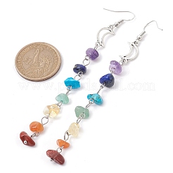 Chakra Theme Natural & Synthetic Gemstone Chip Dangle Earrings&nbsp;EJEW-JE05629-02