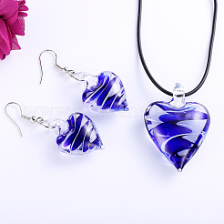 Glass Heart Pendant Necklaces & Dangle Earrings&nbsp;FS-WG555DD-01