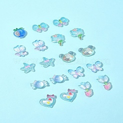 20Pcs 10 Styles Flower Transparent Epoxy Resin Decoden Cabochons&nbsp;RESI-FS0001-94