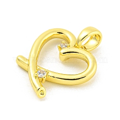 Brass Micro Pave Clear Cubic Zirconia Pendants&nbsp;KK-P263-09A-G
