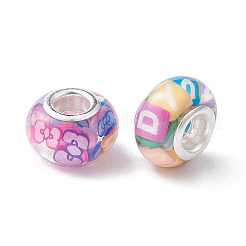 10Pcs 5 Colors Transparent Resin European Rondelle Beads&nbsp;RPDL-YW0001-07B