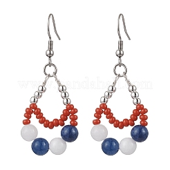 304 Stainless Steel Teardrop Dangle Earrings&nbsp;EJEW-MZ00462-01