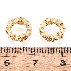 Brass Micro Pave Clear Cubic Zirconia European Beads&nbsp;KK-N275-03G