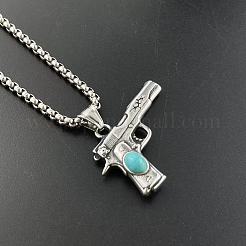 Punk Ethnic Style Gun Shape 304 Stainless Steel Pendant Necklaces&nbsp;DH6086