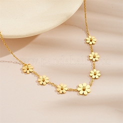 Daisy Flower 304 Stainless Steel Chain Necklaces&nbsp;FS-WGEC3D7-02