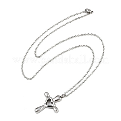 304 Stainless Steel Heart Cross Pendant Pet Urn Ashes Necklaces&nbsp;LS-NJEW-S455-05P