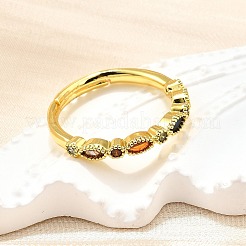 Adjustable Brass Micro Pave Cubic Zirconia Finger Rings for Women&nbsp;RJEW-H247-15G