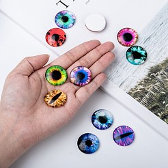 Dragon Eye Half Round/Dome Printed Glass Cabochons&nbsp;GGLA-A002-25mm-AB