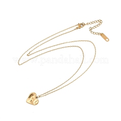 Ion Plating(IP) 304 Stainless Steel Textured Heart Pendant Cable Chain Necklaces for Women&nbsp;NJEW-P320-08G