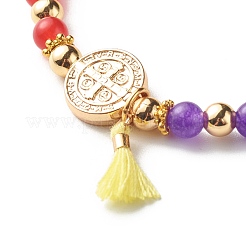 7 Chakra Dyed Natural Malaysia Jade Round Beads Stretch Bracelets Set for Girl Women&nbsp;BJEW-JB07003