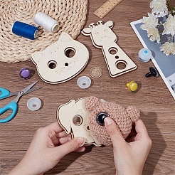 3Pcs Wooden Animal Themed Safety Eye Clamps&nbsp;AJEW-WH0348-492