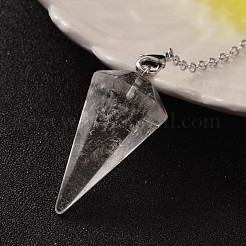 Platinum Tone Brass Crystal Cone Hexagonal Pointed Dowsing Pendulums&nbsp;X-MAK-M015-01I