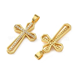 Brass Micro Pave Clear Cubic Zirconia Pendants&nbsp;KK-D221-02G