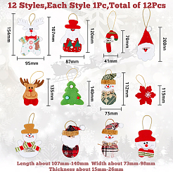 12pcs 12 styles Christmas Velvet Pendant Decorations with Bell&nbsp;FIND-FH0007-54