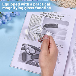 Flat Round with Flower Magnifying Glass Pendant Alloy Rope Chain Necklaces for Women&nbsp;NJEW-WH0013-74S