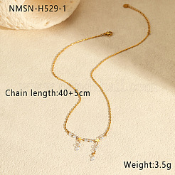 304 Stainless Steel Star Pendant Necklaces with Teardrop Clear Cubic Zirconia Tassel for Women&nbsp;WG97116-01
