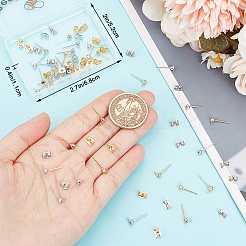 40Pcs 2 Colors Brass Stud Earring Findings&nbsp;KK-BBC0013-22A
