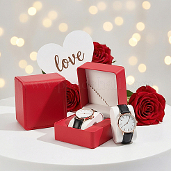 2Pcs Imitation Leather Single Watch Boxes&nbsp;CON-UN0001-19B