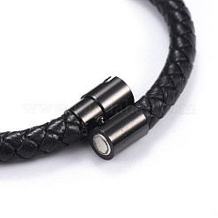 Man's Braided Leather Cord Bracelets&nbsp;X-BJEW-JB04255-01