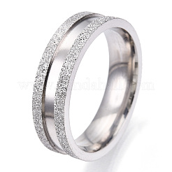 201 Stainless Steel Grooved Finger Ring for Men Women&nbsp;STAS-WH0039-05D-P