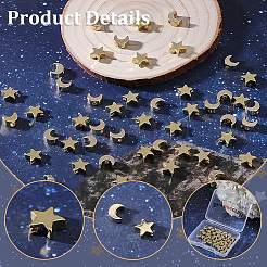 60Pcs 2 Styles Rack Plating Brass Beads&nbsp;KK-BBC0024-80