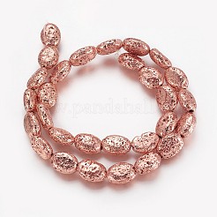 Electroplated Natural Lava Rock Beads Strands&nbsp;G-P400-01