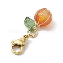 5Pcs Fruit Wire Wrapped Mixed Gemstone Pendant Decorations&nbsp;HJEW-TA00177