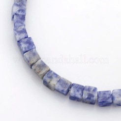 Cube Natural Blue Spot Jasper Beads Strands&nbsp;G-P057-05