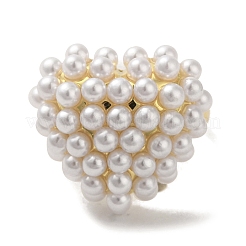 Rack Plating Brass Micro Pave Pearl Rings&nbsp;RJEW-R315-02A-G