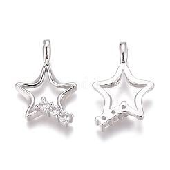 Brass Micro Pave Clear Cubic Zirconia Pendants&nbsp;ZIRC-O035-25P
