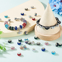 36Pcs 12 Colors Alloy Clay Pave Rhinestone European Beads&nbsp;ALRI-TA0001-30