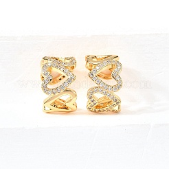 Brass Micro Pave Clear Cubic Zirconia Cuff Earrings&nbsp;EJEW-F370-31G