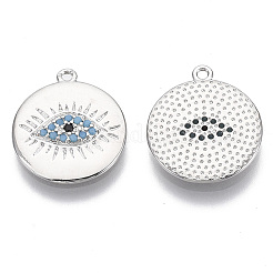 Brass Micro Pave Cubic Zirconia Pendants&nbsp;KK-R130-008P-NF
