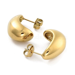 Ion Plating(IP) Teardrop 304 Stainless Steel Stud Earrings&nbsp;X-EJEW-P258-41G