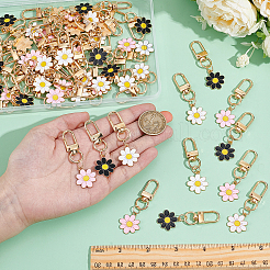 60Pcs 3 Colors Zinc Alloy Enamel Flower Pendant Decorations&nbsp;HJEW-TW0001-01