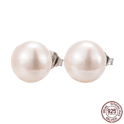 Valentine Presents for Her 925 Sterling Silver Ball Stud Earrings&nbsp;EJEW-D029-9mm-2