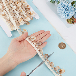 5yards Cotton Thread & Shell Beaded Trim Ribbon&nbsp;OCOR-CY0003-94A